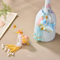 Handwoven Lucky Cat Tassel Charm for Bags, Cars, and Keys