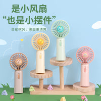 Portable Mini Handheld USB Rechargeable Fan with LED Light for Desk and Outdoor Use