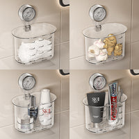 Suction Cup Facial Tissue Dispenser Bathroom Wall-Mounted Storage Basket for Cosmetics and Toiletries, No-Drill Installation