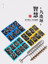 Metal Brain Teaser Puzzles Set of 8 - IQ Test Game for Adults & Party Favors
