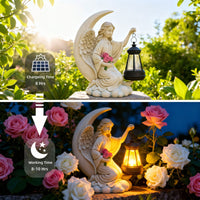 Solar Angel Girl Garden Statue with Lantern - Outdoor Decorative Night Light