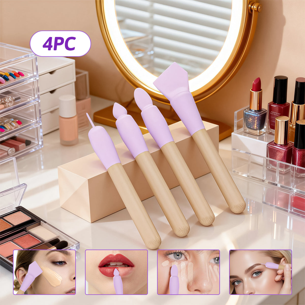 Premium Silicone Makeup Brush Set for Face, Eyes, and Brows - Portable Beauty Tool Kit