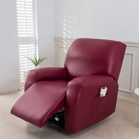 Recliner Sofa Cover Stretch Leather Waterproof Dustproof Slipcover for Single/Double/Triple Seater