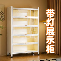 Sanwei Steel Display Cabinet with LED Lights for Collectibles, Dustproof Glass Door Showcase for Living Room, Blind Box Model Organizer