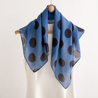 Polka Dot Silk Blend Scarf for Women, Lightweight Breathable Square Neck Scarf