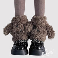 Cute Plush Lamb Wool Dog Ear Lolita Leg Warmers for Women