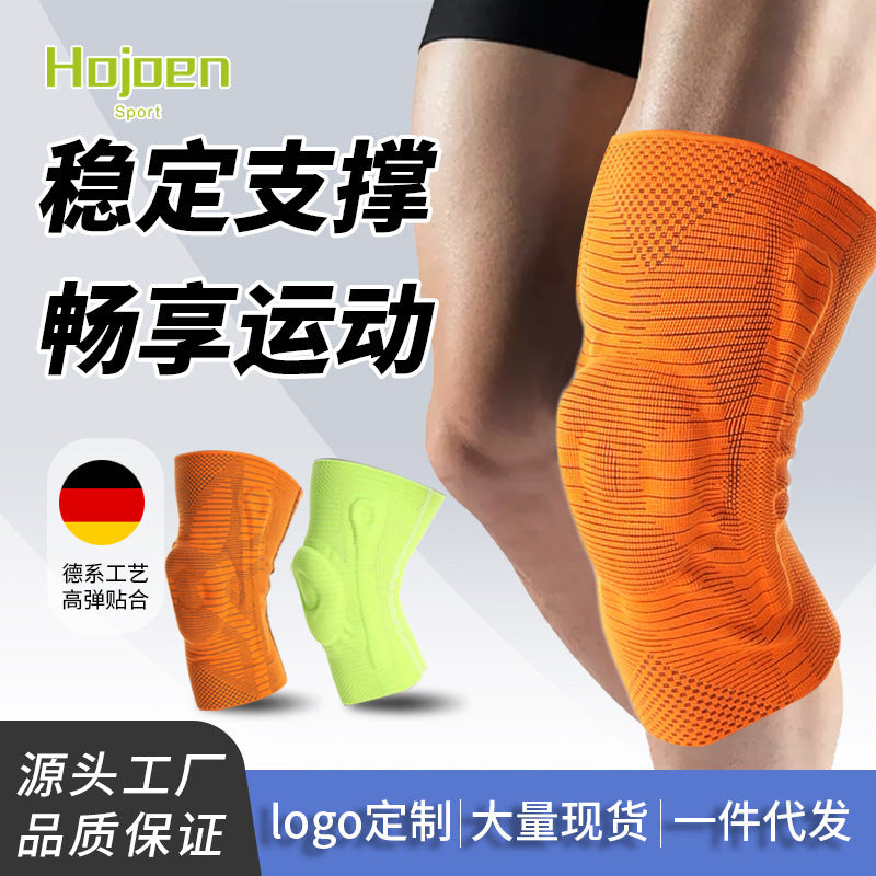 Sports Knitted Knee Brace with Spring Support and Silicone Pad for Running, Basketball, Volleyball, Hiking, and Fitness