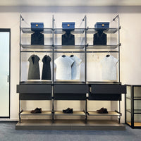 Minimalist Luxury Aluminum Alloy Pillar Glass Shelf Wardrobe System