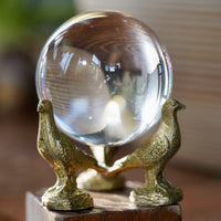Pure Copper Bird Figurine Crystal Ball Stand Home Decor