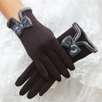 Women's Winter Cycling Gloves with Bowknot, Fleece Lined, Touchscreen Compatible