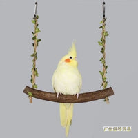 Natural Wood Bird Perch Swing Toy for Parrots and Small Birds, Chew-Resistant Climbing and Grinding Toy