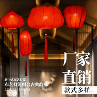 Chinese Style Stretch Fabric Red Lanterns for Restaurant Wedding Tree Decor