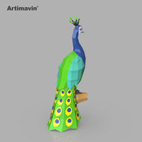 DIY Peacock Geometric Papercraft Kit for Home Decor