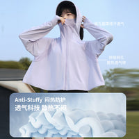 Women's Ice Silk UV Protection Hoodie with Blackout Visor for Summer