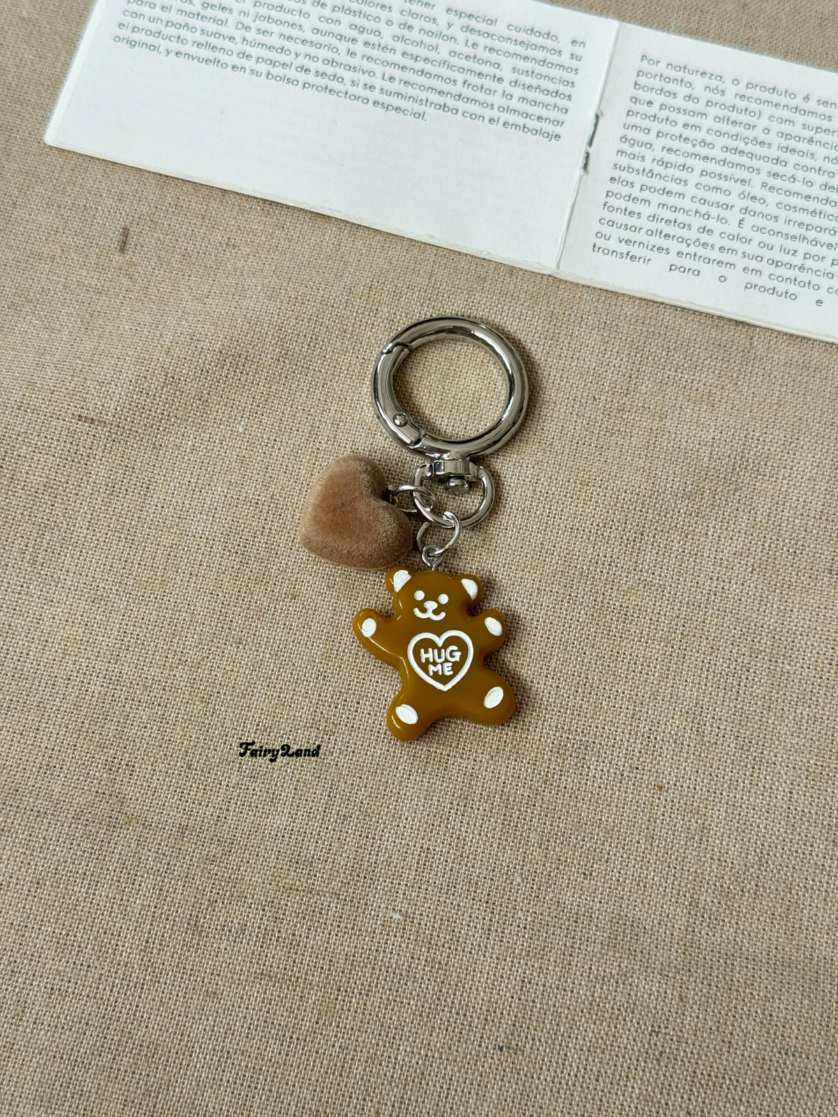Acrylic Bear & Heart Charm Keychain for Phones & Bags
