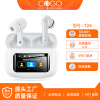 T24 Smart Full-Color Touchscreen Bluetooth Earbuds with Noise Cancellation and Long Battery Life