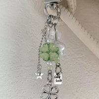 Lucky Four-Leaf Clover Beaded Keychain for Bags and Phones
