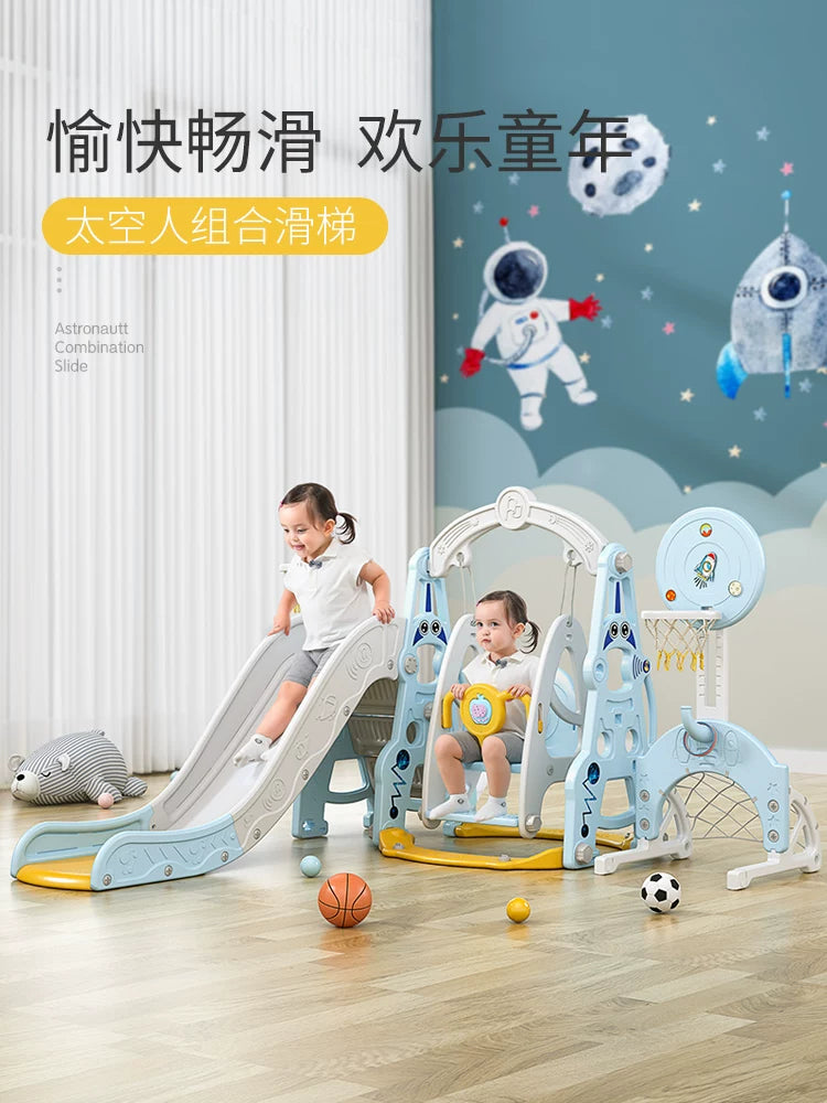 Kids Indoor Slide and Swing Set with Ball Pit, Multifunctional Toddler Playground Toy