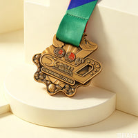 3D Embossed Marathon Race Medal with Hollow Design and Colored Enamel