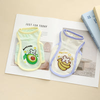 Pet Cooling Vest for Dogs, Breathable Ice Silk Shirt with Cartoon Fruit & Animal Prints, Summer Apparel