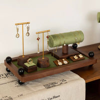 Vintage Green Velvet Jewelry Display Stand Multi-layer Storage for Bracelets Rings Necklaces