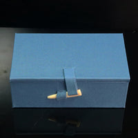 Vintage Gray Bone Buckle Brocade Jewelry Box for Stamps, Gifts, and Porcelain