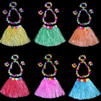 Halloween Hawaiian Hula Skirt Costume Set with Garlands for Kids, 30cm Length