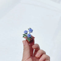 Miniature Rose Potted Plant Model for Dollhouse & Diorama Decor