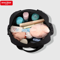 Large Capacity Waterproof Diaper Bag with Stroller Hooks and Insulated Pockets
