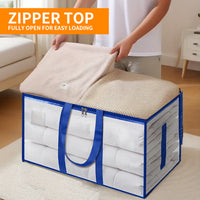 Large Capacity Waterproof Woven Storage Bag with Zipper for Travel and Organization