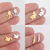 Stainless Steel Animal & Feather Charms for DIY Jewelry Making