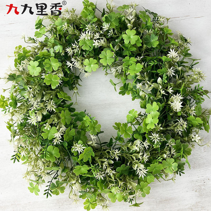 Large Artificial Clover Wreath for St. Patrick's Day Door Decor