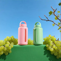 2025 New Glass Water Bottle with Silicone Sleeve and Time Marker, Large Capacity Portable Outdoor Travel Mug