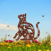 Metal Animal Garden Stakes Outdoor Yard Art Decor Rusty Iron Silhouette