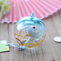 Japanese Style Glass Wind Chime with Rabbit Design, Creative Gift for Home Decor