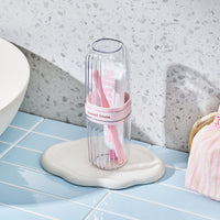 Portable Transparent Travel Toothbrush Holder and Mouthwash Cup Set