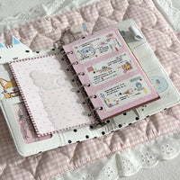 M5A7 Polka Dot Loose-Leaf Journal with Leather Cover, Portable Planner and Diary