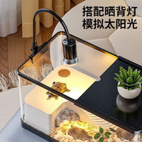Turtle Tank with Basking Platform, Ecological Aquarium for Aquatic and Terrestrial Turtles, Filter Included