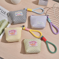Mini Mesh Wristlet Pouch - Cute Contrast Color Multifunctional Storage Bag for Cosmetics & Small Items