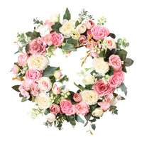 Champagne Pink Rose & Hydrangea Wreath for Spring & Summer Decor