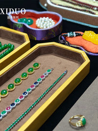 Chinese Style Jewelry Display Stand for Countertop, Jade & Pearl Tray