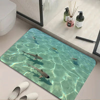 3D Ocean Pattern Diatomaceous Earth Bath Mat, Super Absorbent Non-Slip Quick Dry Bathroom Floor Mat