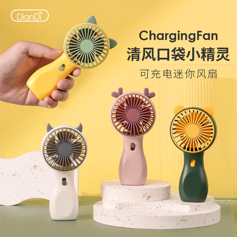 Mini USB Rechargeable Handheld Fan with Night Light, Portable Desktop Personal Fan
