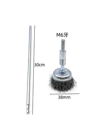 Hex Shank Extended Black Steel Wire Cup Brush for Pipe Cleaning and Rust Removal