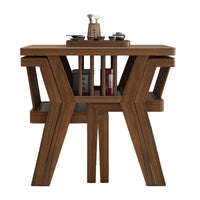 Solid Wood Balcony Table and Chair Set, Modern Wenge Tea Table Leisure Chairs for Home, Small Apartment Simple One Table Two Chairs