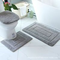 Thickened Flocked Bathroom Toilet Mat Set - Absorbent, Non-Slip, Splash-Proof