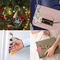 Acrylic Tassel Keychain Blanks Set for DIY Crafts - Clear Round, Star, Hexagon, Heart Shapes