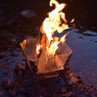 Outdoor Camping Fire Pit Stainless Steel Portable Folding Bonfire Stand with Microcrystalline Glass