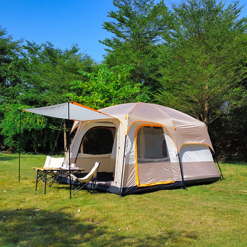 Large Outdoor Camping Tent for 4-12 People - Waterproof Family Villa Tent with Two Rooms and One Hall