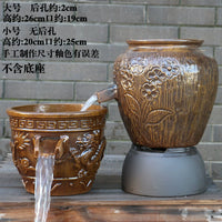 Ceramic Hydroponic Planter with Filter for Fish and Plants, Gourd-Shaped Terracotta Pot